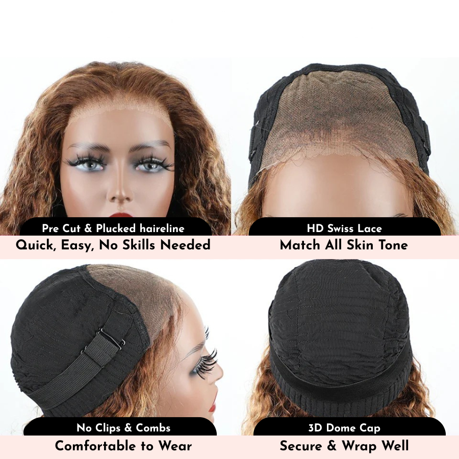 Ombre Highlight Mongolian Deep Wave 6x4 HD Lace Glueless Wig Mareeyama Moments.