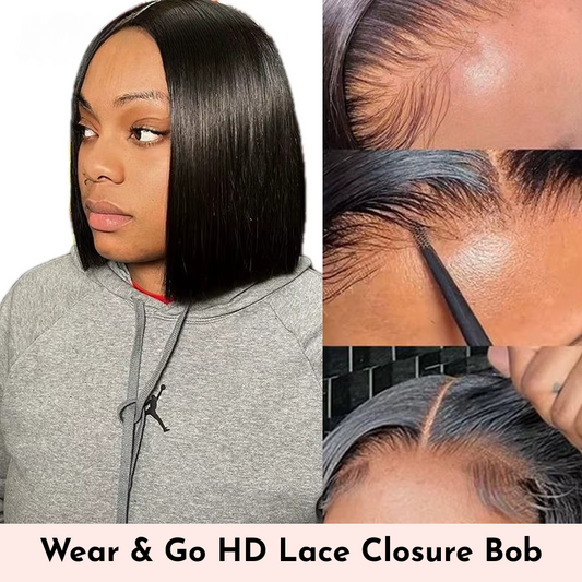 HD Lace Glueless Bob Wig – Straight Short Bob 5x5 Mareeyama Moments.