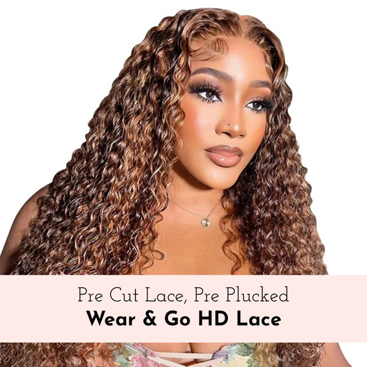 Ombre Highlight Mongolian Deep Wave 6x4 HD Lace Glueless Wig Mareeyama Moments.