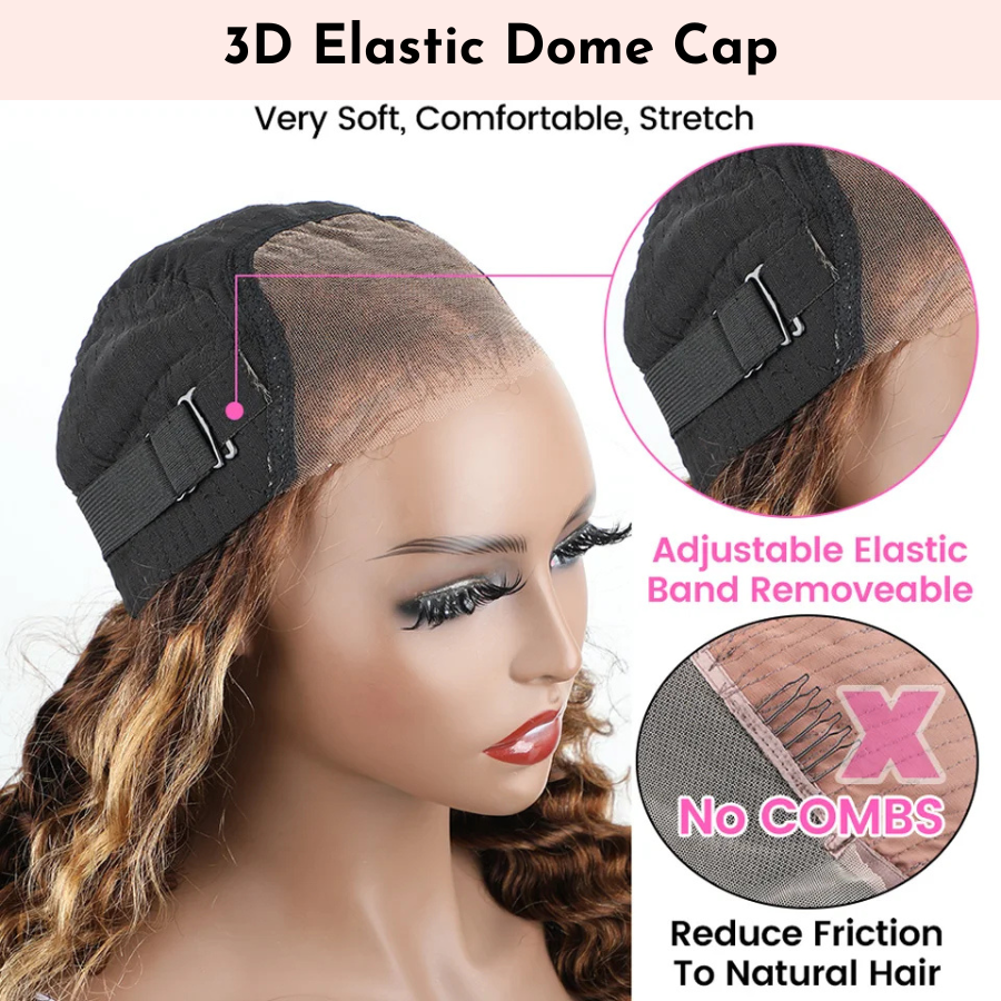 Ombre Highlight Mongolian Deep Wave 6x4 HD Lace Glueless Wig Mareeyama Moments.