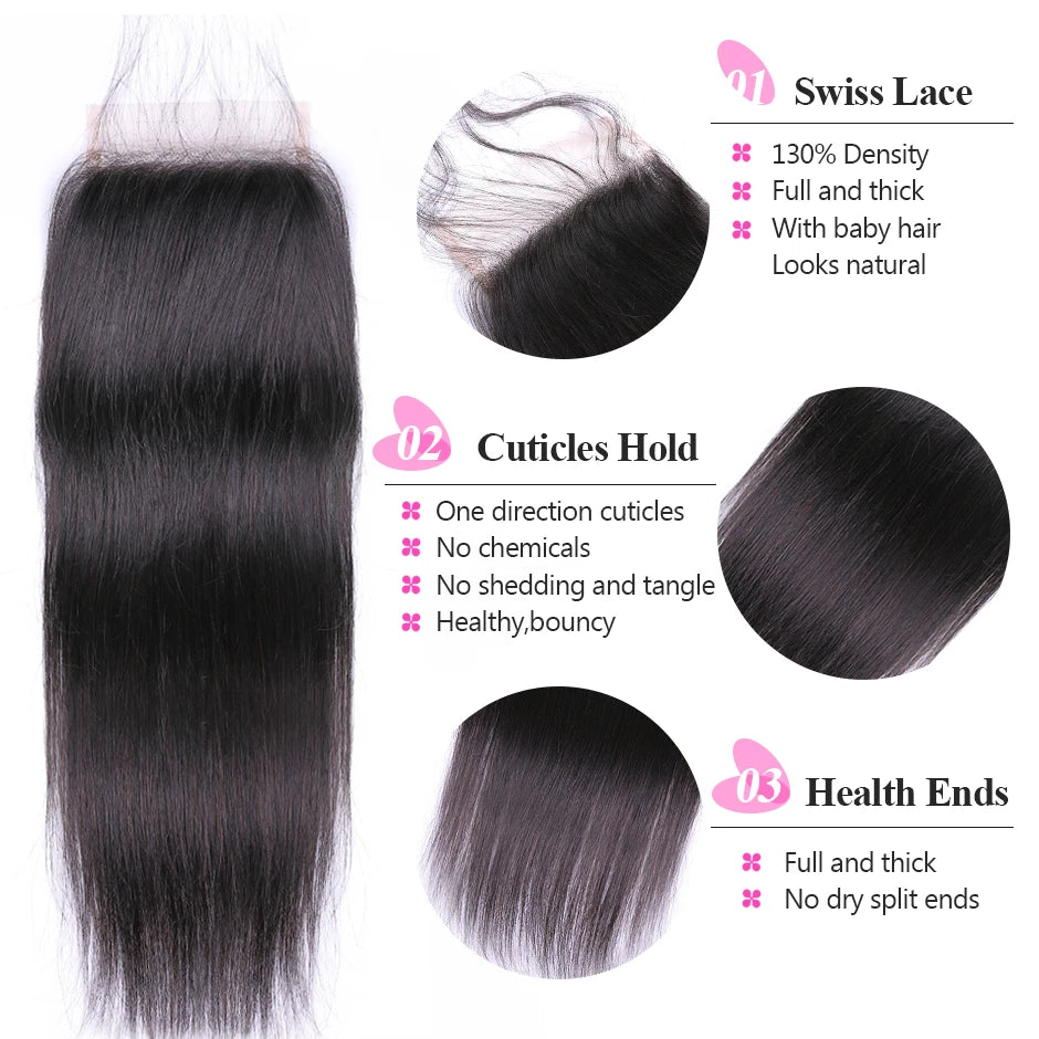 Human Hair Bundles With Closure Remy 3 Bundles With Closure Mareeyama Moments.