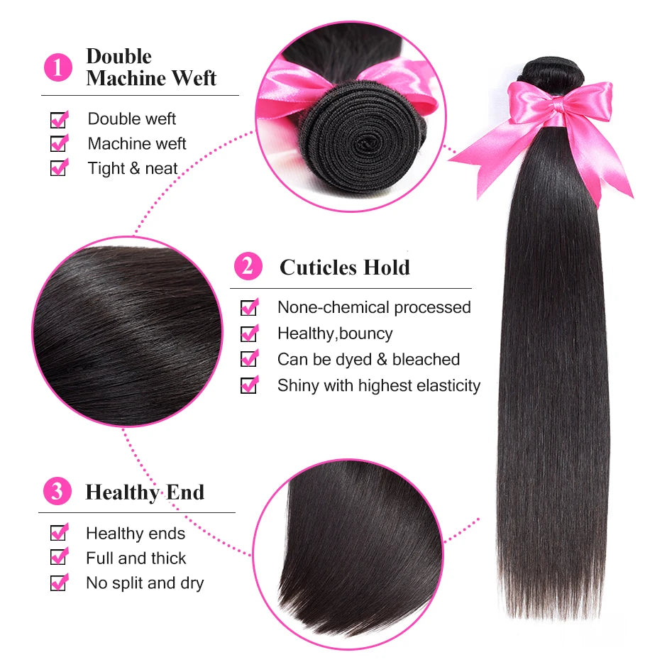 Human Hair Bundles With Closure Remy 3 Bundles With Closure Mareeyama Moments.