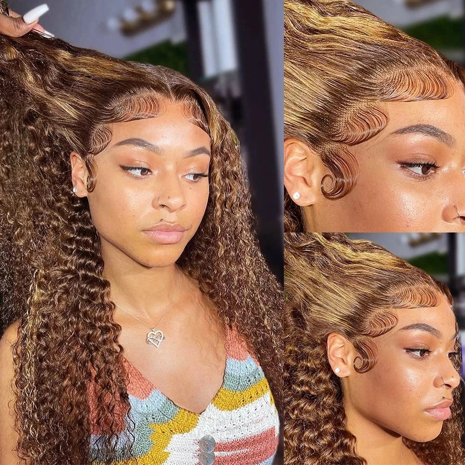 13x6 Hd Lace Highlight Wig Human Hair Wigs For Women Curly Colored Honey Blonde Brazilian Water Wave 13x4 Deep Wave Frontal Wig Mareeyama Moments.