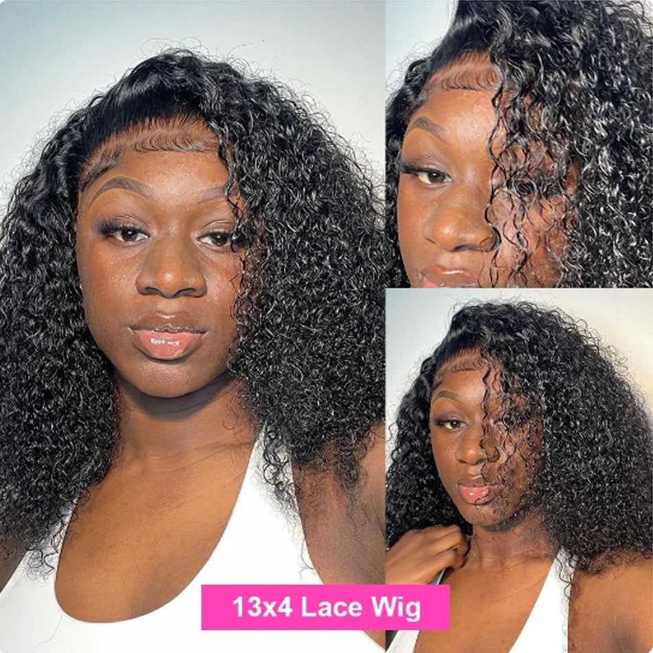 Kinky Curly Bob Wig Lace Frontal Hair Wigs 100% Brazilian Glueless Mareeyama Moments.