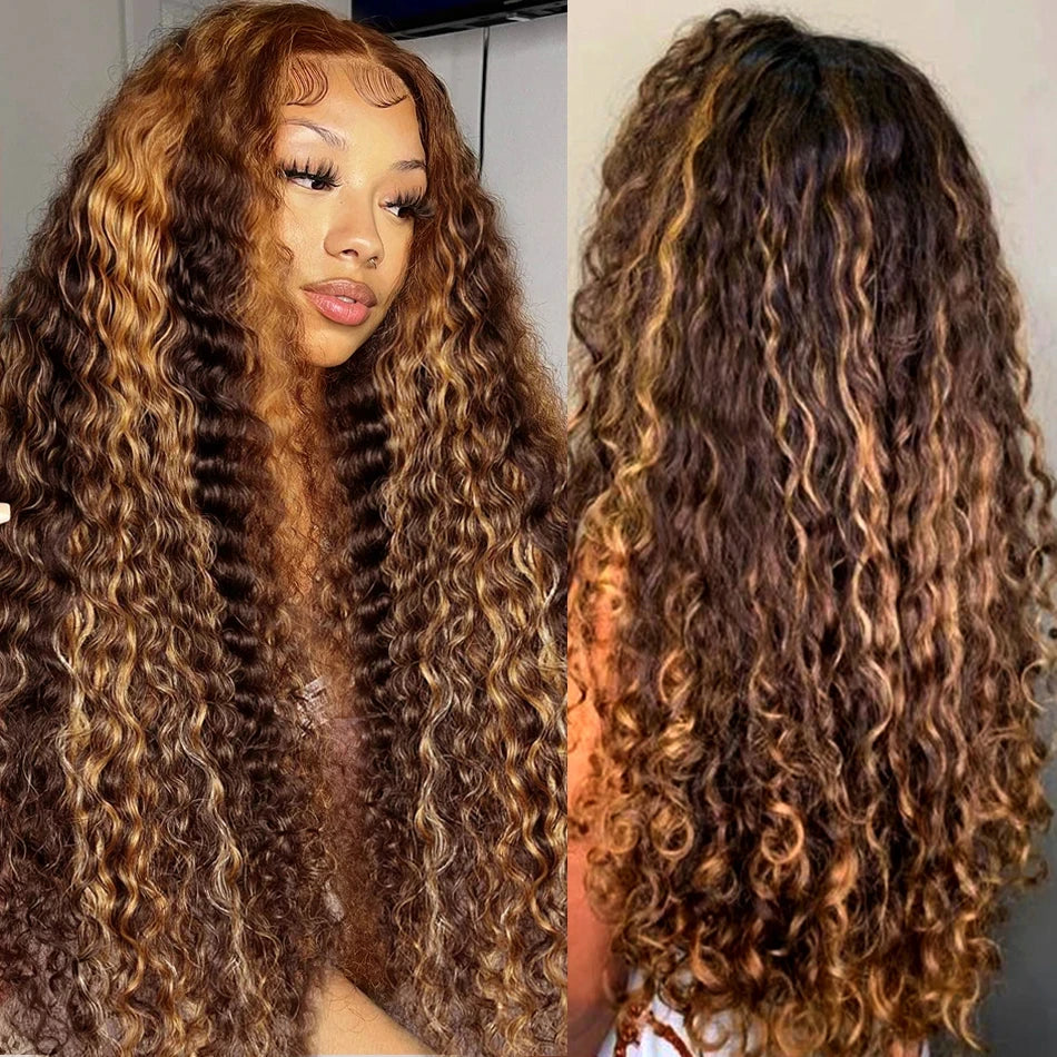 13x6 Hd Lace Highlight Wig Human Hair Wigs For Women Curly Colored Honey Blonde Brazilian Water Wave 13x4 Deep Wave Frontal Wig Mareeyama Moments.