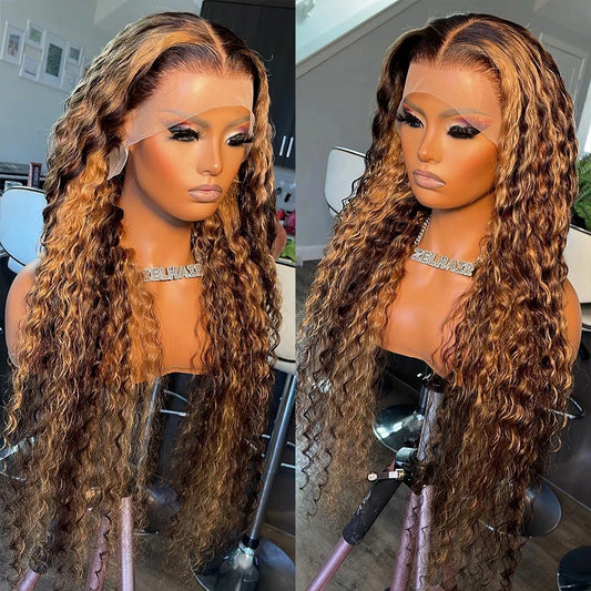 13x6 Hd Lace Highlight Wig Human Hair Wigs For Women Curly Colored Honey Blonde Brazilian Water Wave 13x4 Deep Wave Frontal Wig Mareeyama Moments.