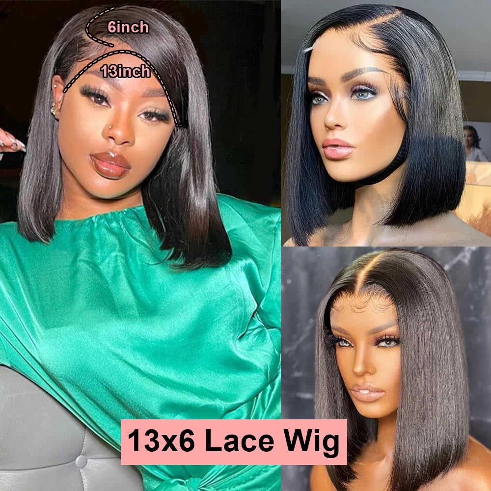 Short Bob Wig 13x6 HD Lace Frontal Human Hair Glueless Mareeyama Moments.
