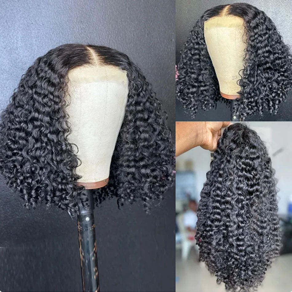 Kinky Curly Bob Wig Lace Frontal Hair Wigs 100% Brazilian Glueless Mareeyama Moments.