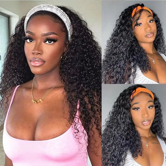 Brazilian Kinky Curly Headband Wigs Wear And Go Glueless Mareeyama Moments.