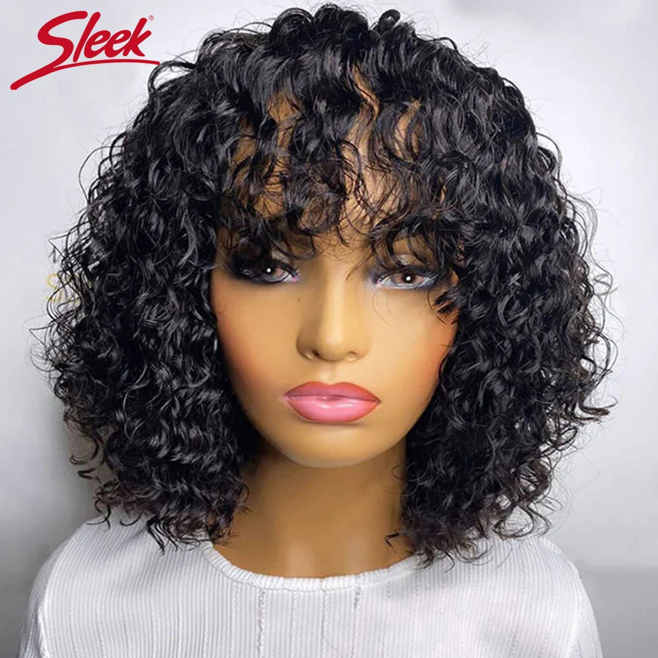 Curly Short Bob Human Hair Wigs Glueless Wig Highlight Honey Water Wave Blonde - MareeYama