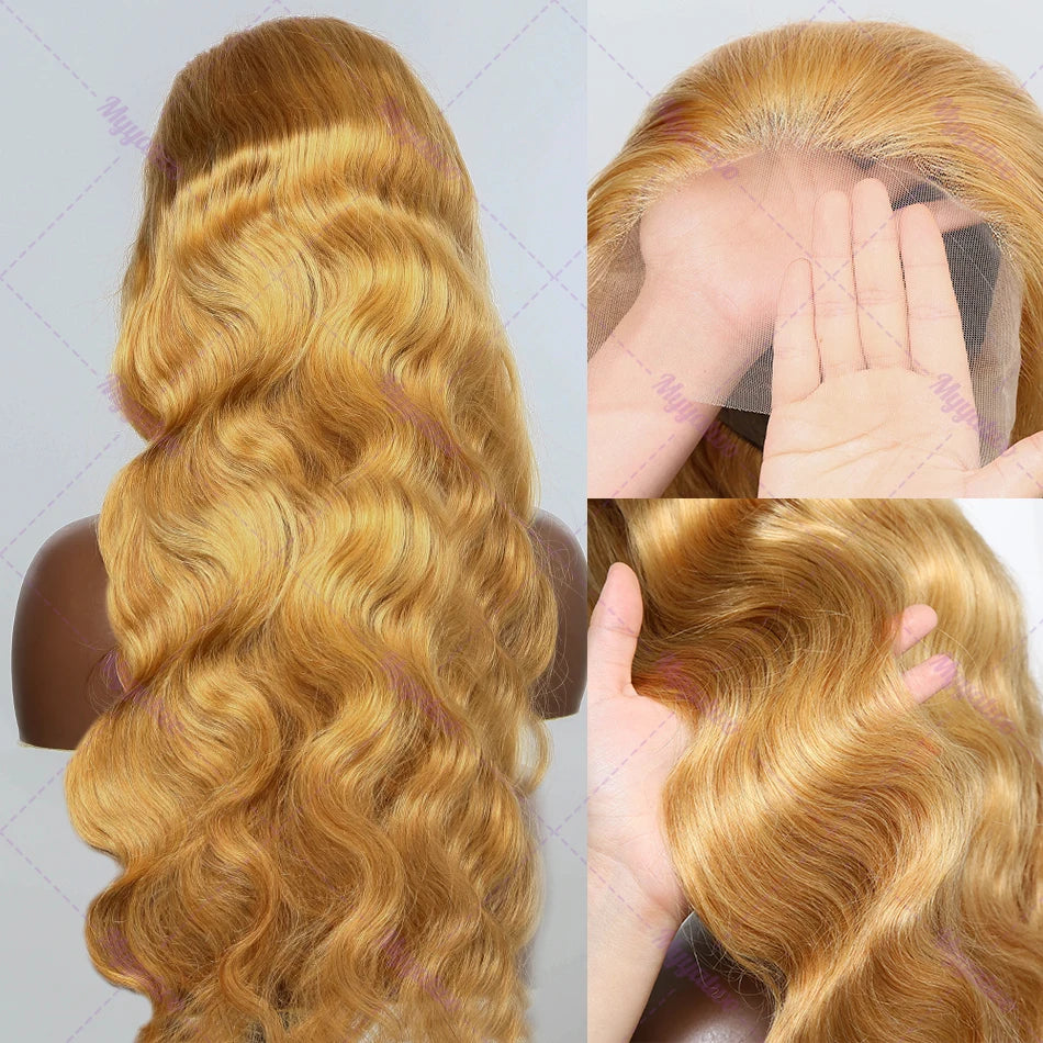 Honey Blonde Body Wave 13x4 Lace Front Human Hair Wig 13x6 HD Mareeyama Moments.