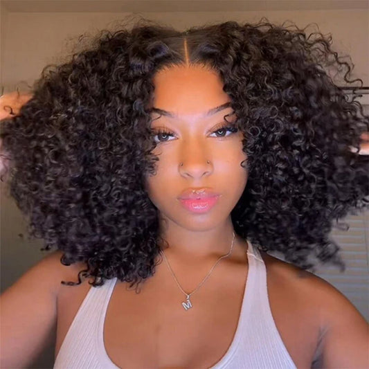 Glueless Wigs Short Bob Wigs Kiny Curly Lace Front Human Hair Wigs 13x4 Mareeyama Moments.