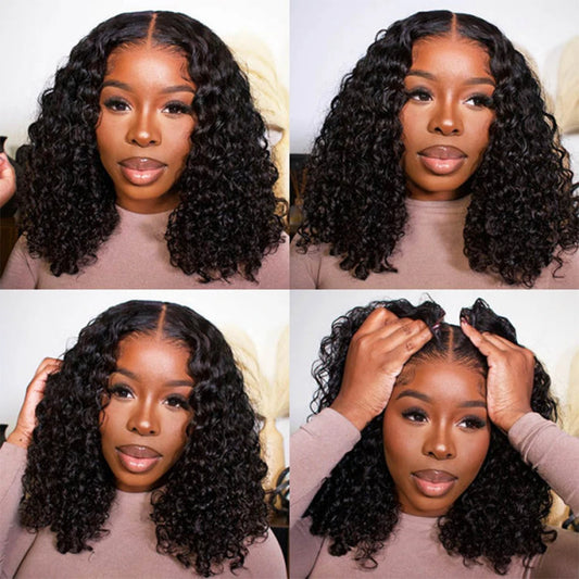 Glueless Wigs Short Bob Wigs Kiny Curly Lace Front Human Hair Wigs 13x4 Mareeyama Moments.