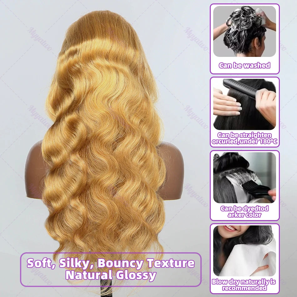 Honey Blonde Body Wave 13x4 Lace Front Human Hair Wig 13x6 HD Mareeyama Moments.