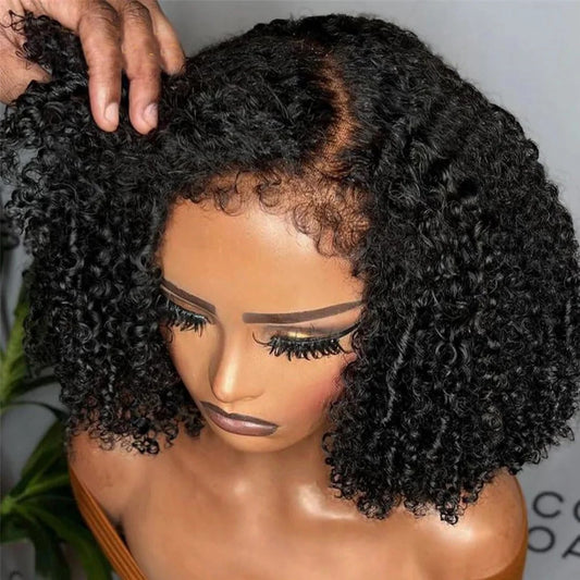 Short Bob Kinky Curly Human Hair Frontal Wig Mareeyama Moments.