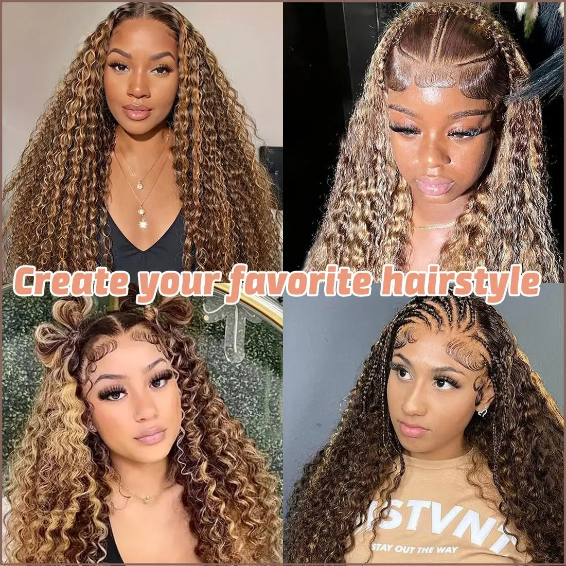 Hair Deep Wave 13x6 Highlight Lace Frontal Wig Human Hair 13x4 Ombre Lace Mareeyama Moments.