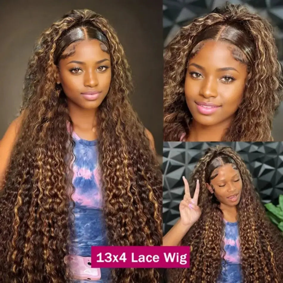 Hair Deep Wave 13x6 Highlight Lace Frontal Wig Human Hair 13x4 Ombre Lace Mareeyama Moments.