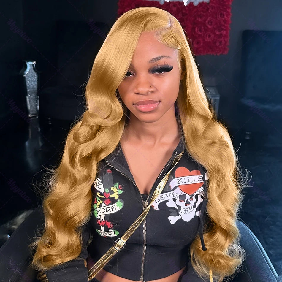 Honey Blonde Body Wave 13x4 Lace Front Human Hair Wig 13x6 HD Mareeyama Moments.