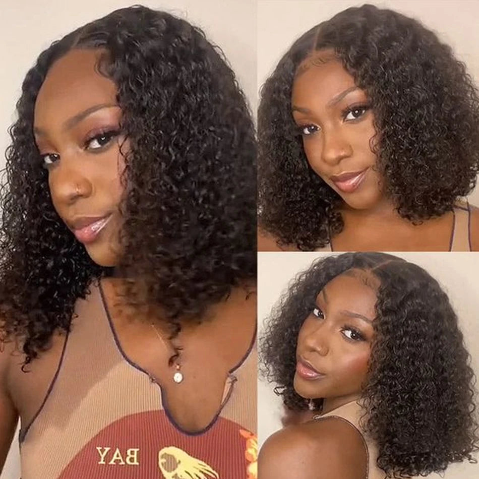 Kinky Curly Bob Wig Lace Frontal Hair Wigs 100% Brazilian Glueless Mareeyama Moments.