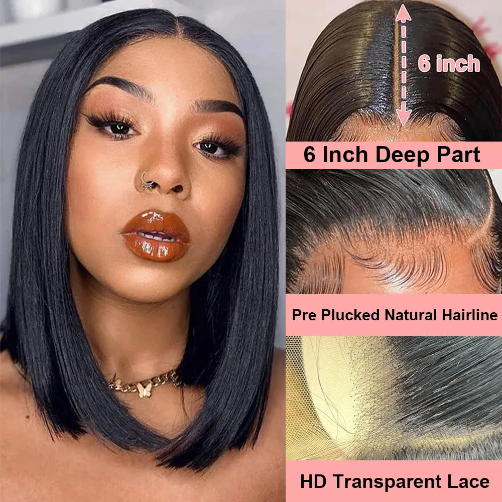 Short Bob Wig 13x6 HD Lace Frontal Human Hair Glueless Mareeyama Moments.