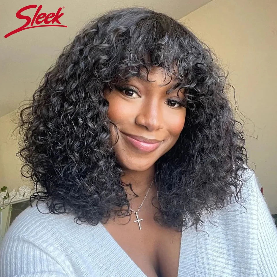 Curly Short Bob Human Hair Wigs Glueless Wig Highlight Honey Water Wave Blonde - MareeYama
