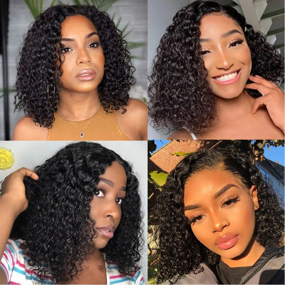 Glueless Wigs Short Bob Wigs Kiny Curly Lace Front Human Hair Wigs 13x4 Mareeyama Moments.