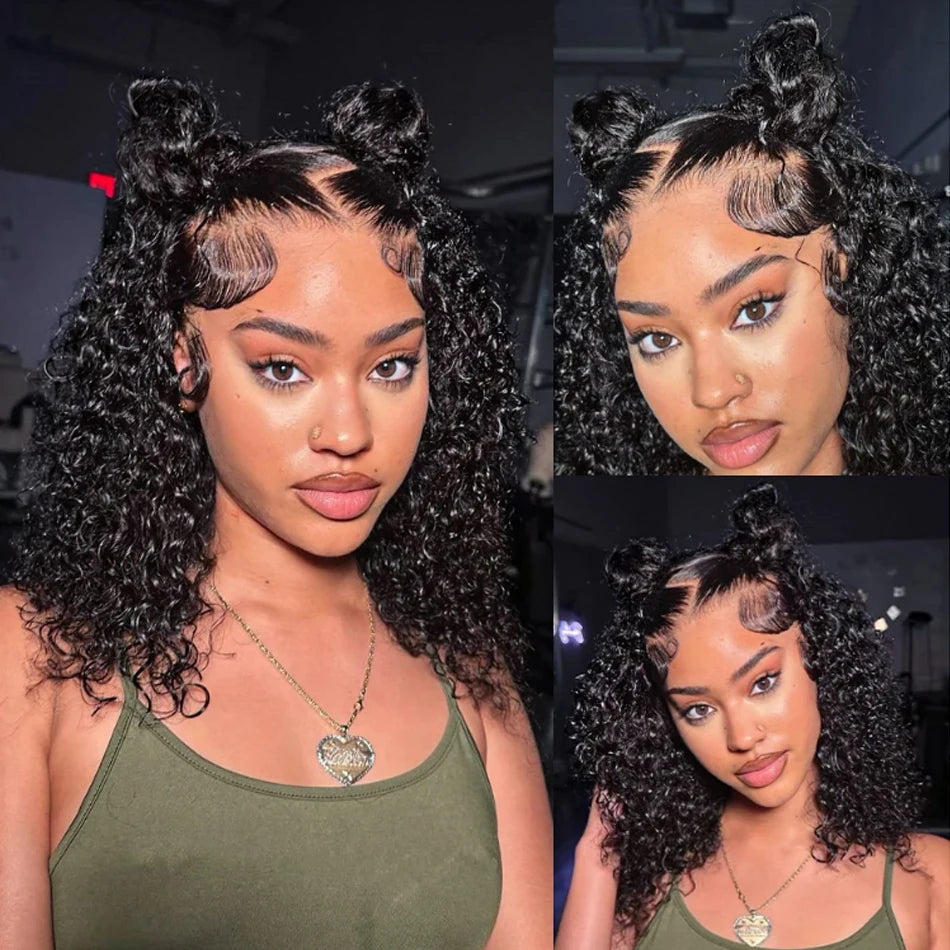 Kinky Curly Bob Wig Lace Frontal Hair Wigs 100% Brazilian Glueless Mareeyama Moments.