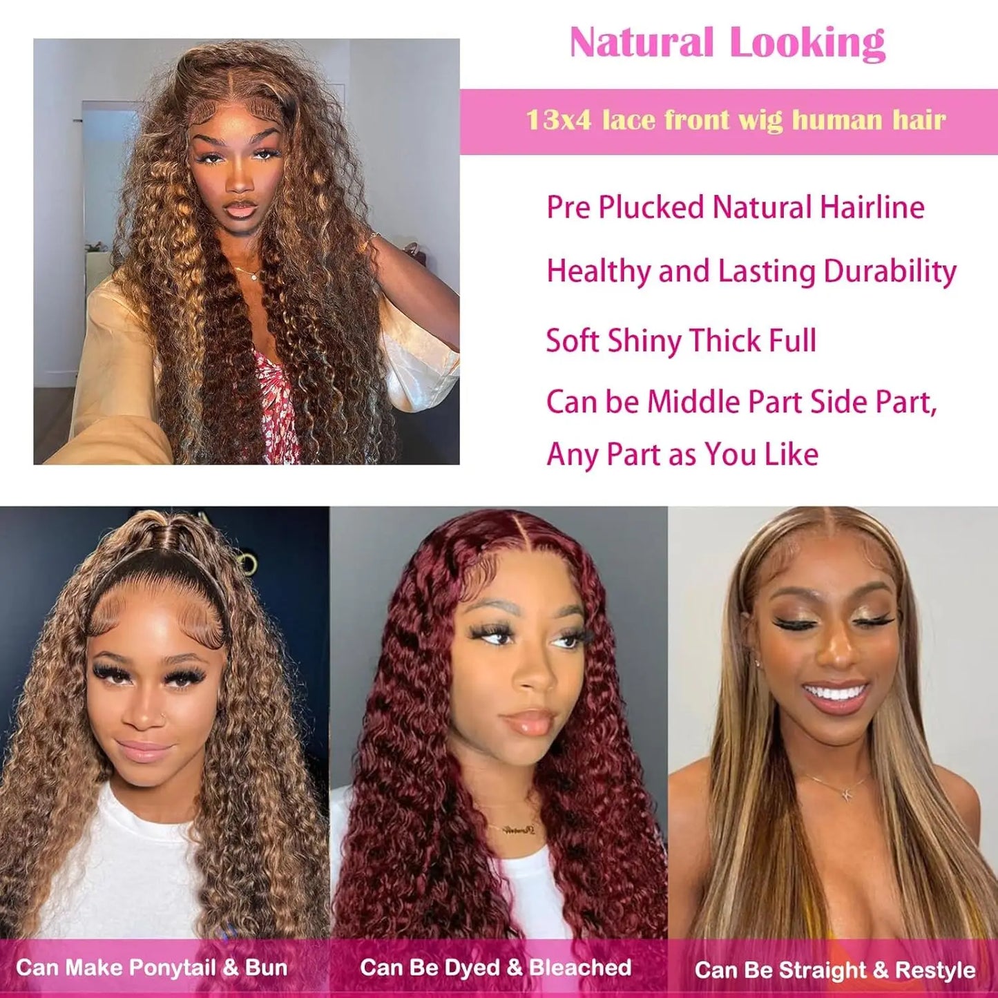 Hair Deep Wave 13x6 Highlight Lace Frontal Wig Human Hair 13x4 Ombre Lace Mareeyama Moments.