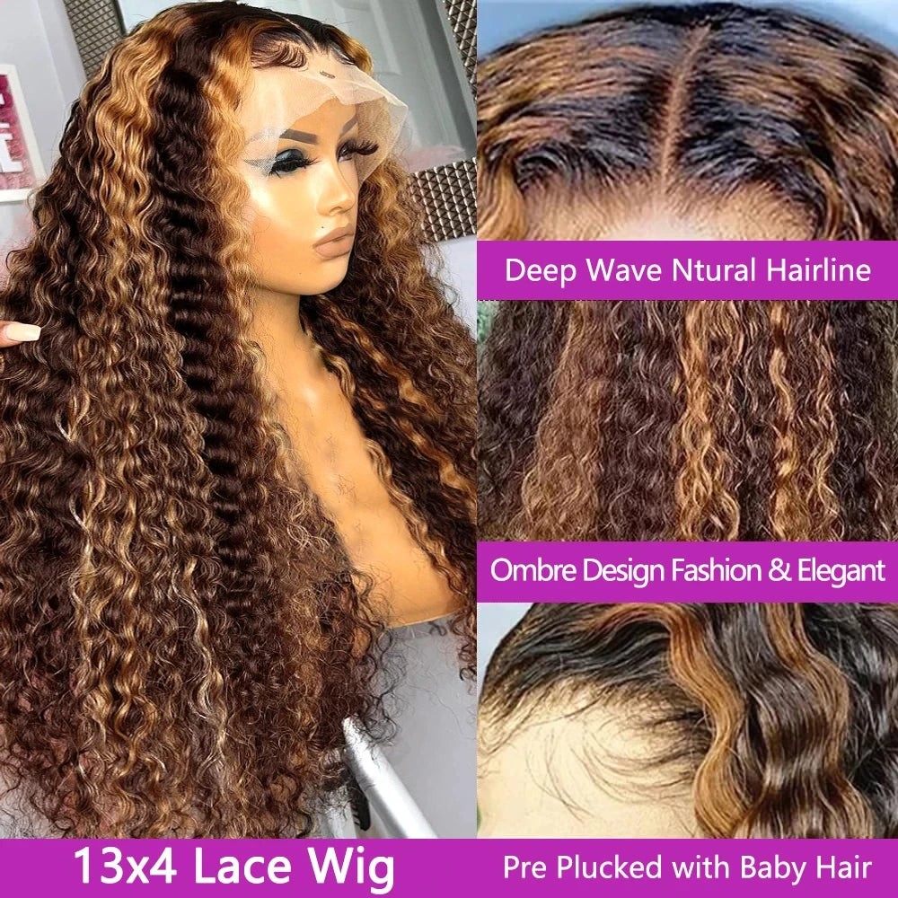 13x6 Hd Lace Highlight Wig Human Hair Wigs For Women Curly Colored Honey Blonde Brazilian Water Wave 13x4 Deep Wave Frontal Wig Mareeyama Moments.