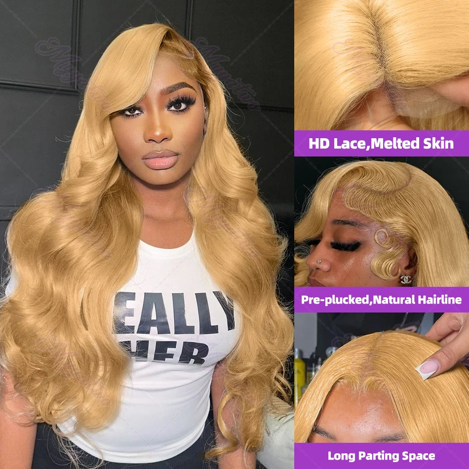 Honey Blonde Body Wave 13x4 Lace Front Human Hair Wig 13x6 HD Mareeyama Moments.