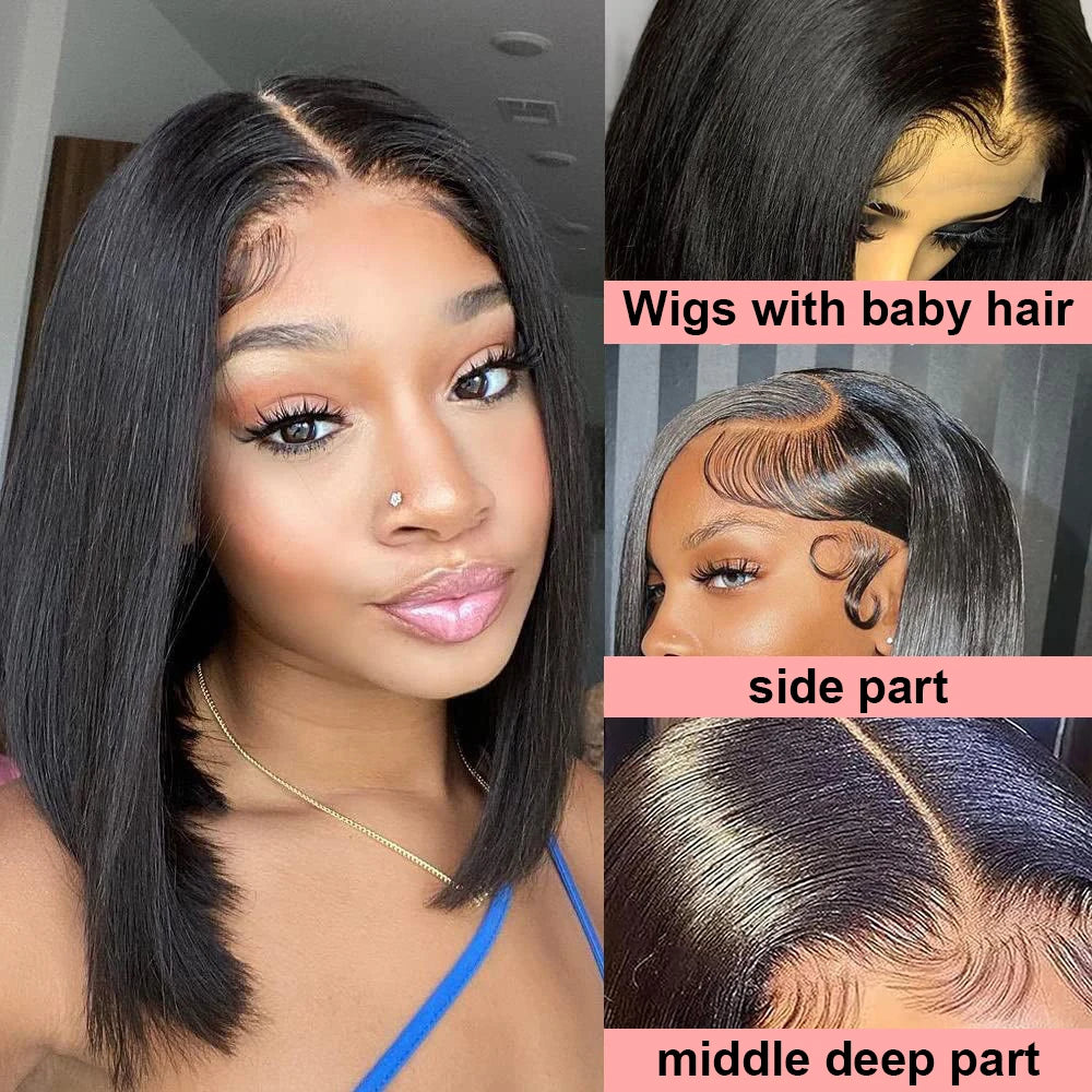 Short Bob Wig 13x6 HD Lace Frontal Human Hair Glueless Mareeyama Moments.