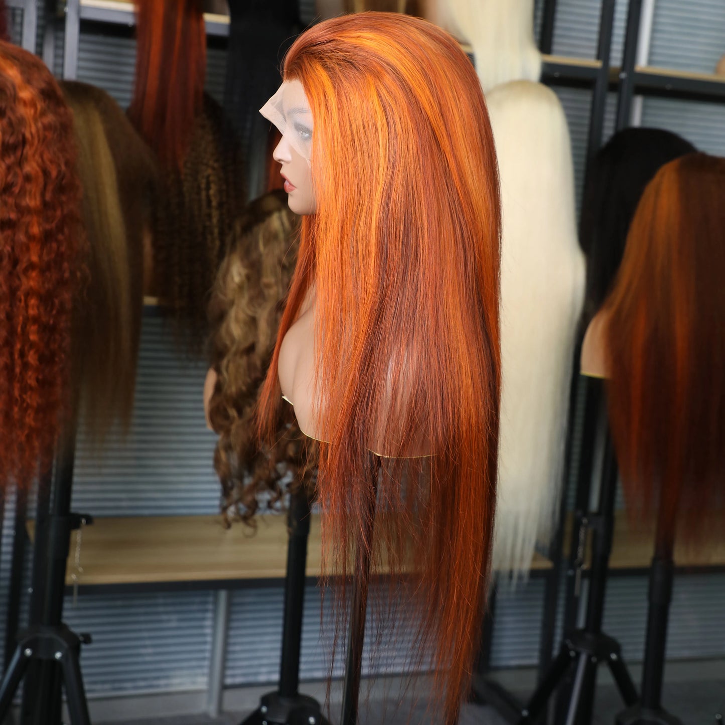 4/350 Highlight Straight Lace Front Wigs Ginger Orange Brown Piano Color Remy 13x4 13x6 Transparent Lace Frontal Human Hair Wig Mareeyama Moments.