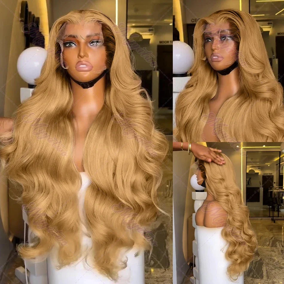 Honey Blonde Body Wave 13x4 Lace Front Human Hair Wig 13x6 HD Mareeyama Moments.