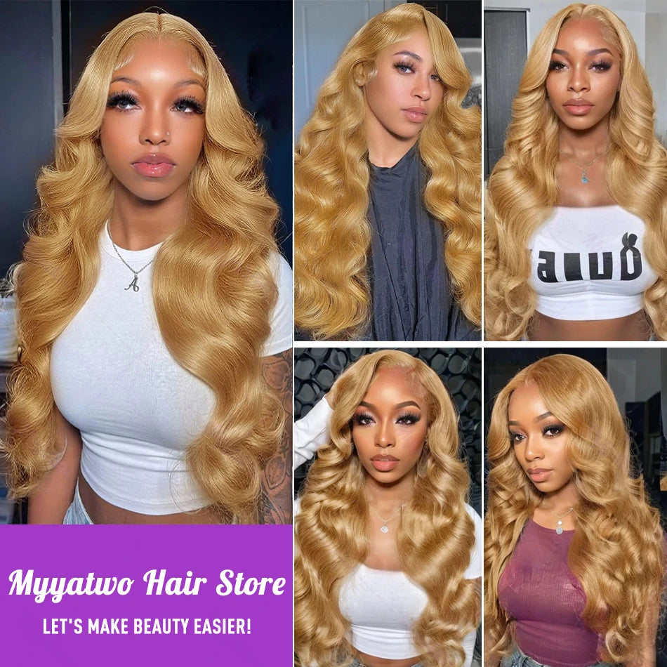 Honey Blonde Body Wave 13x4 Lace Front Human Hair Wig 13x6 HD Mareeyama Moments.