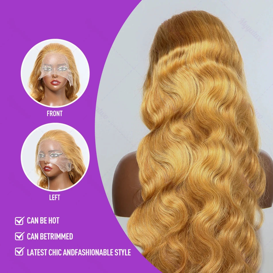 Honey Blonde Body Wave 13x4 Lace Front Human Hair Wig 13x6 HD Mareeyama Moments.