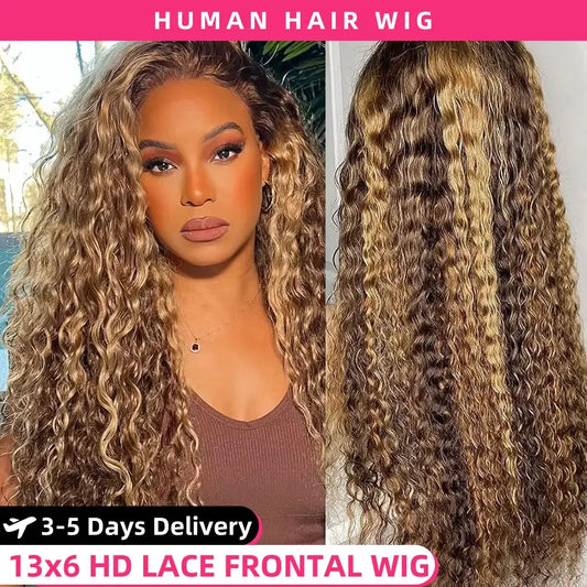 Hair Deep Wave 13x6 Highlight Lace Frontal Wig Human Hair 13x4 Ombre Lace Mareeyama Moments.