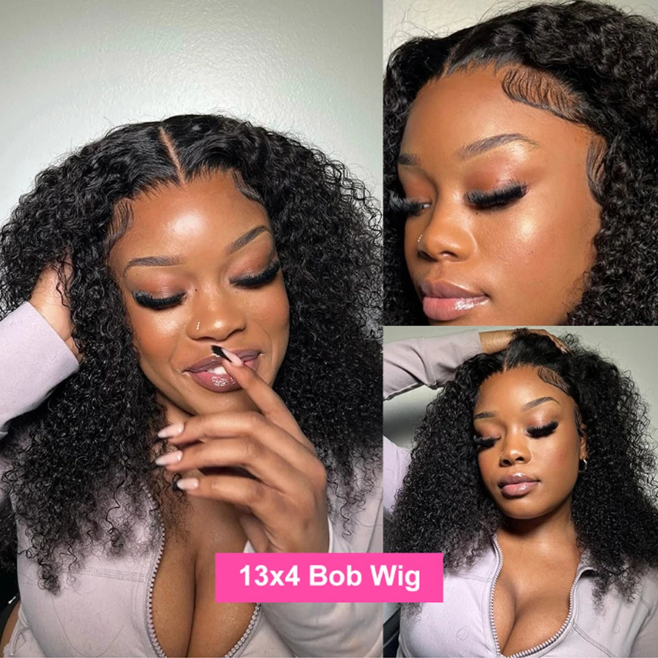 Kinky Curly Bob Wig Lace Frontal Hair Wigs 100% Brazilian Glueless Mareeyama Moments.