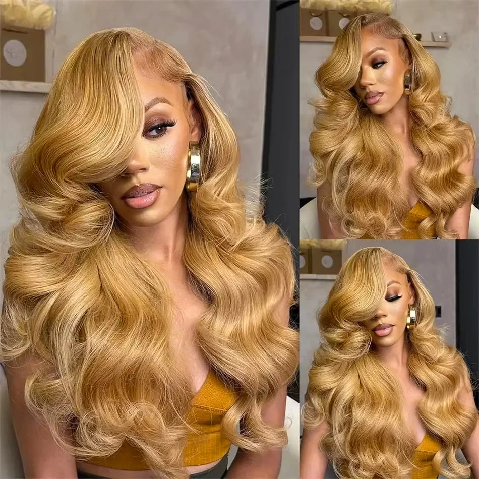 Honey Blonde Body Wave 13x4 Lace Front Human Hair Wig 13x6 HD Mareeyama Moments.