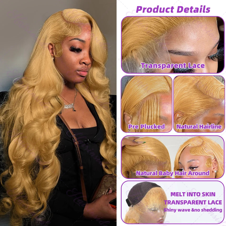 Honey Blonde Body Wave 13x4 Lace Front Human Hair Wig 13x6 HD Mareeyama Moments.