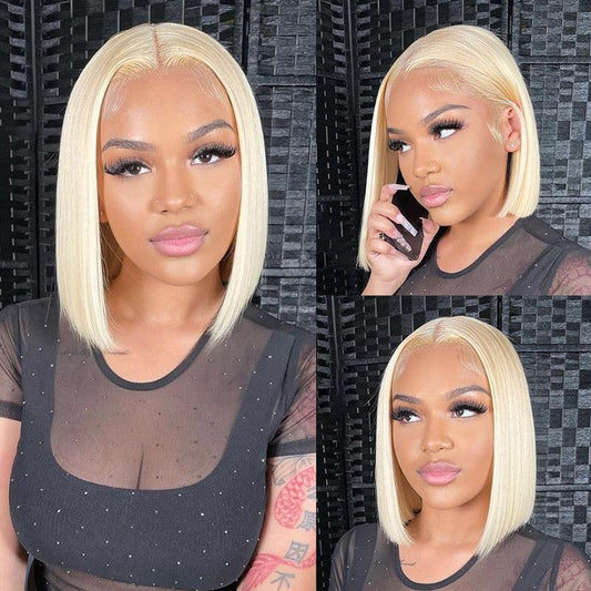 613 Blonde HD Lace Frontal Wig – 13x4 Bob, 10", 180% Density - MareeYama