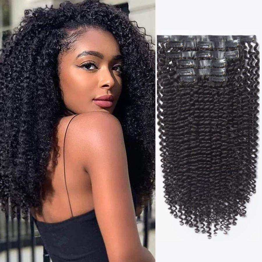 Kinky Curly Seamless Clip Ins Hair Extensions