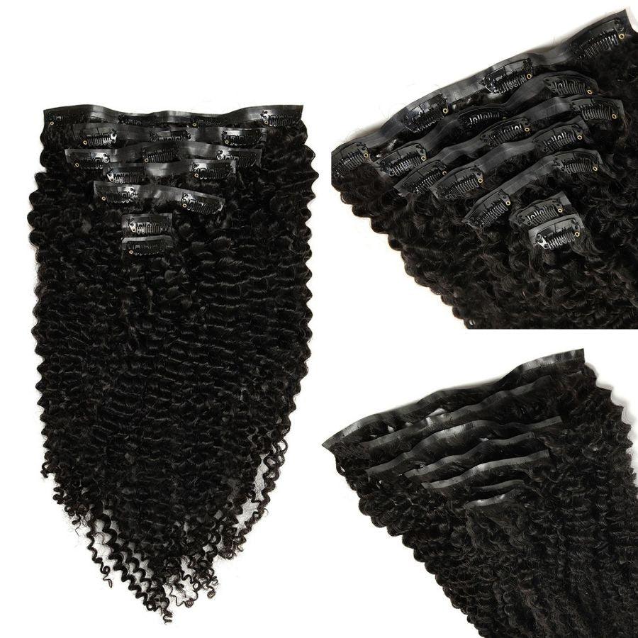 Kinky Curly Seamless Clip Ins Hair Extensions