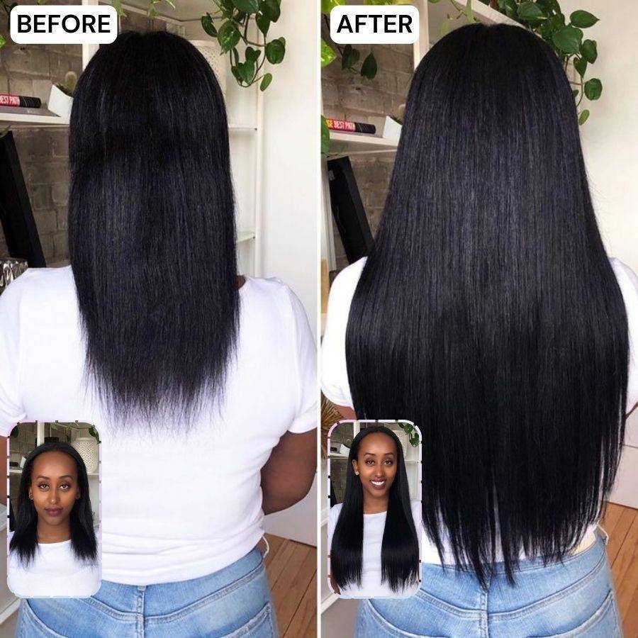 Kinky Straight Seamless Clip Ins Hair Extensions