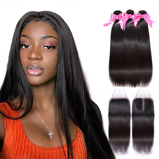 Human Hair Bundles With Closure Remy 3 Bundles With Closure Mareeyama Moments.