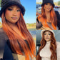 4/350 Highlight Straight Lace Front Wigs Ginger Orange Brown Piano Color Remy 13x4 13x6 Transparent Lace Frontal Human Hair Wig - MareeYama