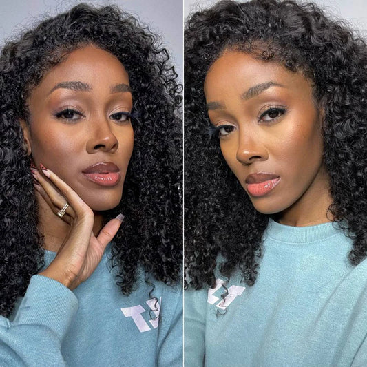 Short Bob Kinky Curly Human Hair Frontal Wig Mareeyama Moments.