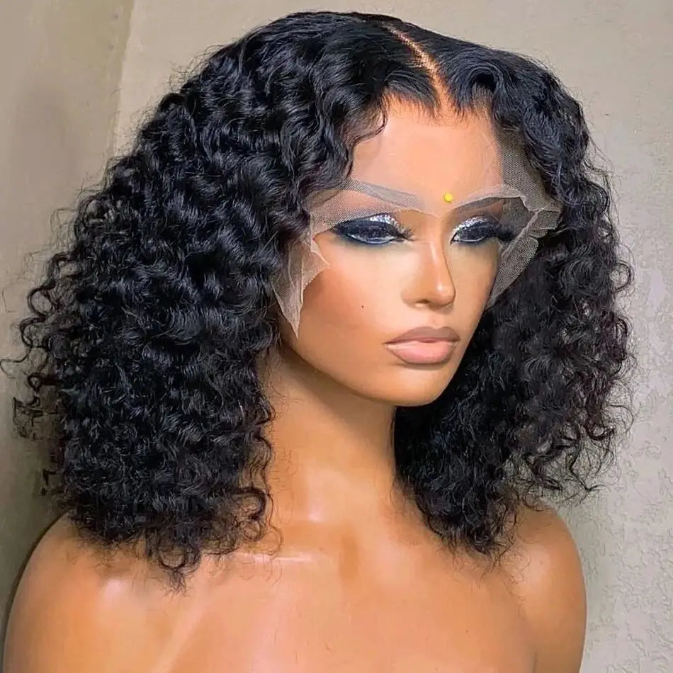 Glueless Wigs Short Bob Wigs Kiny Curly Lace Front Human Hair Wigs 13x4 Mareeyama Moments.