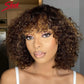 Curly Short Bob Human Hair Wigs Glueless Wig Highlight Honey Water Wave Blonde - MareeYama