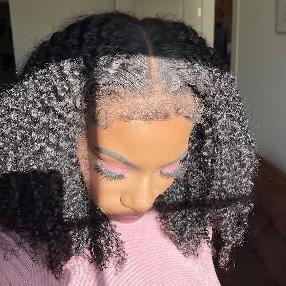 Short Bob Kinky Curly Human Hair Frontal Wig Mareeyama Moments.