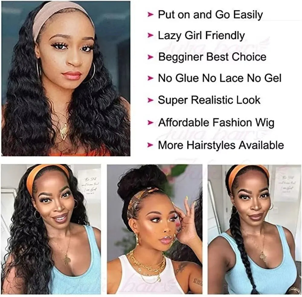 Brazilian Kinky Curly Headband Wigs Wear And Go Glueless Mareeyama Moments.
